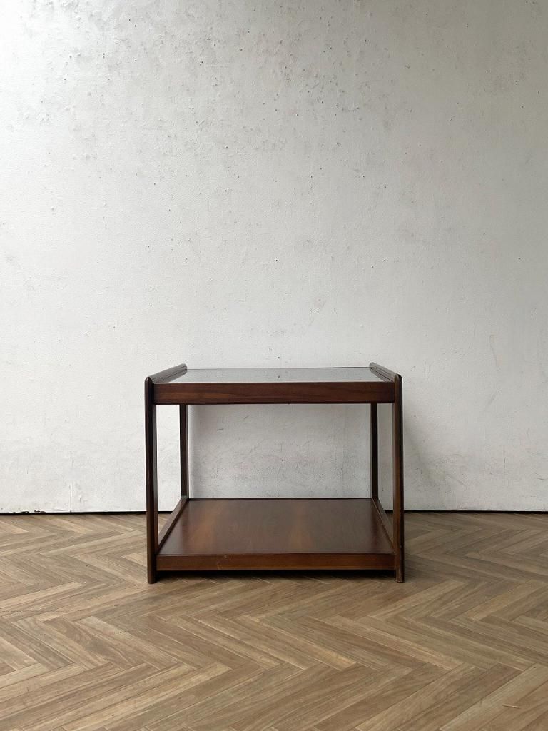 ヴィンテージ スモークガラストップ サイドテーブル - アンティーク