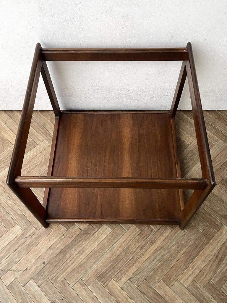 ヴィンテージ スモークガラストップ サイドテーブル - アンティーク