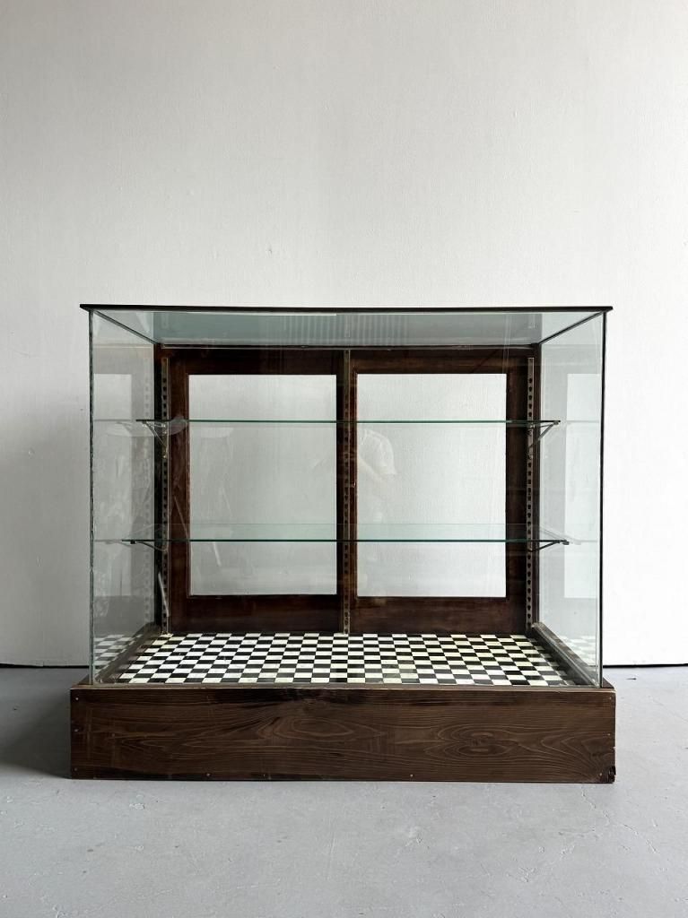 1920-40's ヴィンテージ ウッド ディスプレイ ガラスショーケース