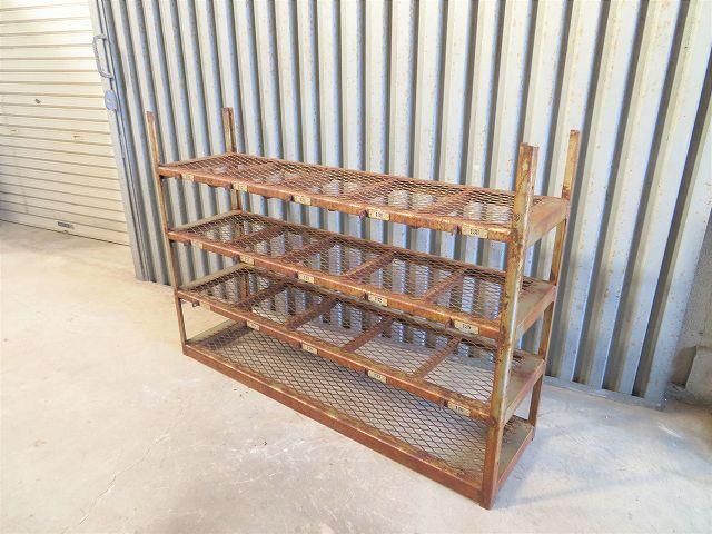 1940-50's ヴィンテージ アイアン メッシュ 4段シェルフ/ラック