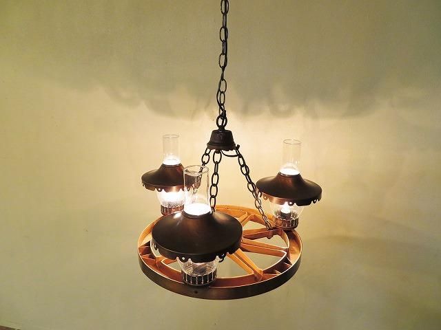 1970's ヴィンテージ ホイールフレーム 3灯 シャンデリア