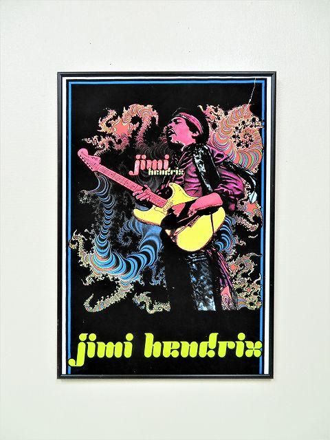 ヴィンテージ JIMI HENDRIX 額入り ブラックライトポスター