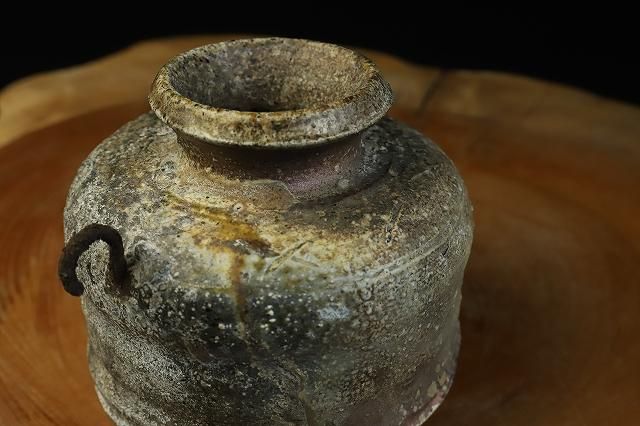 古信楽 「 桧垣文小壺 」 茶道 花生 - レトロ ＆アート空間 「 古美術