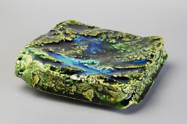 山口 真人 「 織部三つ足角皿 」 食器 - レトロ ＆アート空間 「 古