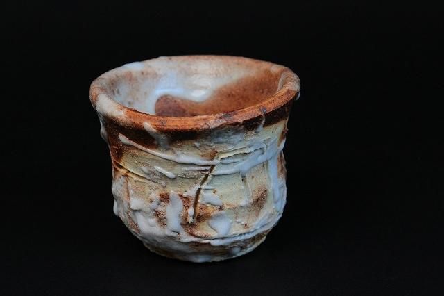♢民藝 ぐい呑み 益子焼 流し掛け 酒器 昭和時代初期 作品 古美術 骨董