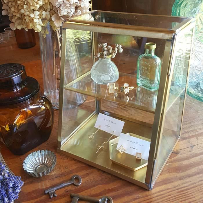 1980's フランス 真鍮 金具 キュリオケース テーブル ディスプレイ