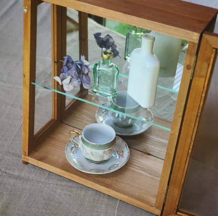 ガラスショーケース・2段ショーケース・木製ケース・アンティーク調