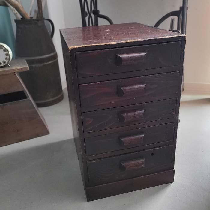 昭和レトロ・古家具・古道具・木製・小引き出し・5段チェスト | 旅する
