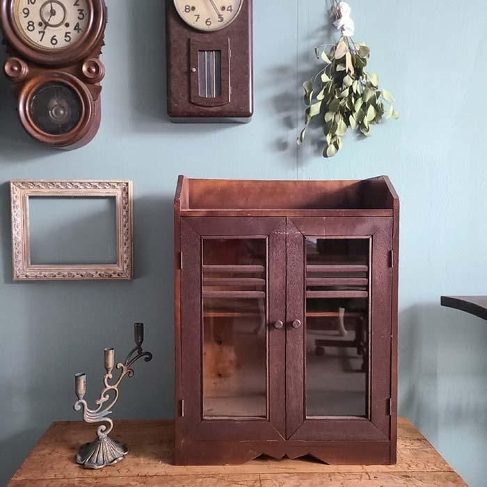 昭和レトロ・古家具・古道具・ガラスキャビネット・ガラス棚・木製