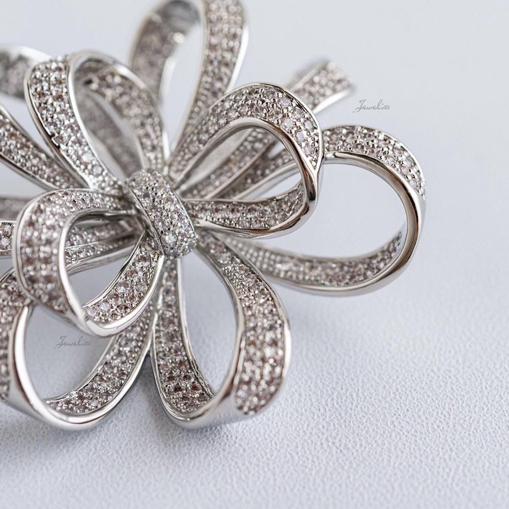 Jeweliss ヴィクトリアーノ クリスタル リボン ブローチ ジュエリス