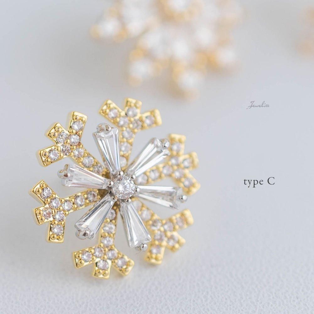 Jeweliss 3種類から選べる 雪の結晶 スノーフレーク ミニブローチ ピン