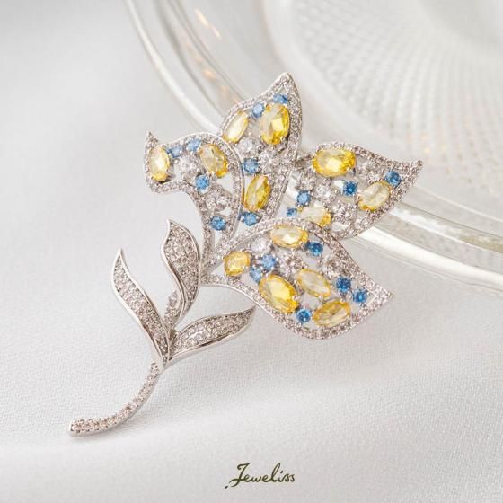 Y02 David Andersen 花型ブローチ 約4.5cm シルバー Y02 David