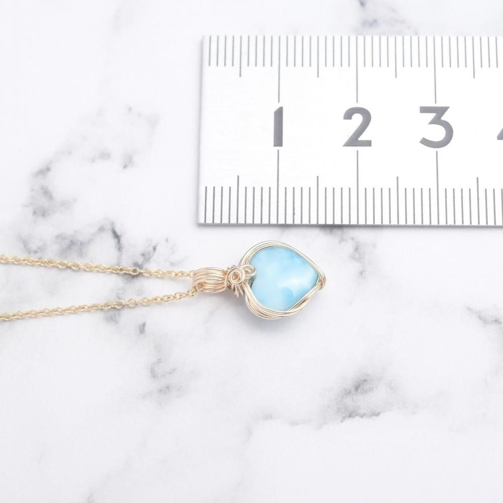 ラリマー ハート ハート型 ペンダントトップ ワイヤーラッピング