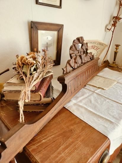 フランス アンティーク ドア 壁 装飾 彫刻 木製 リボン プレート