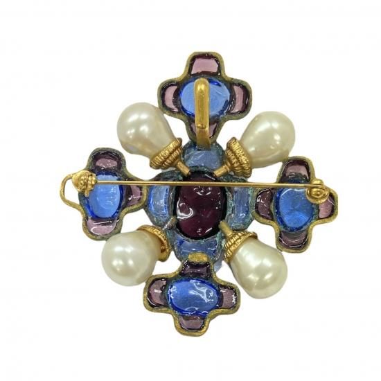 ヴィンテージ CHANEL ピンクストーン ブローチ