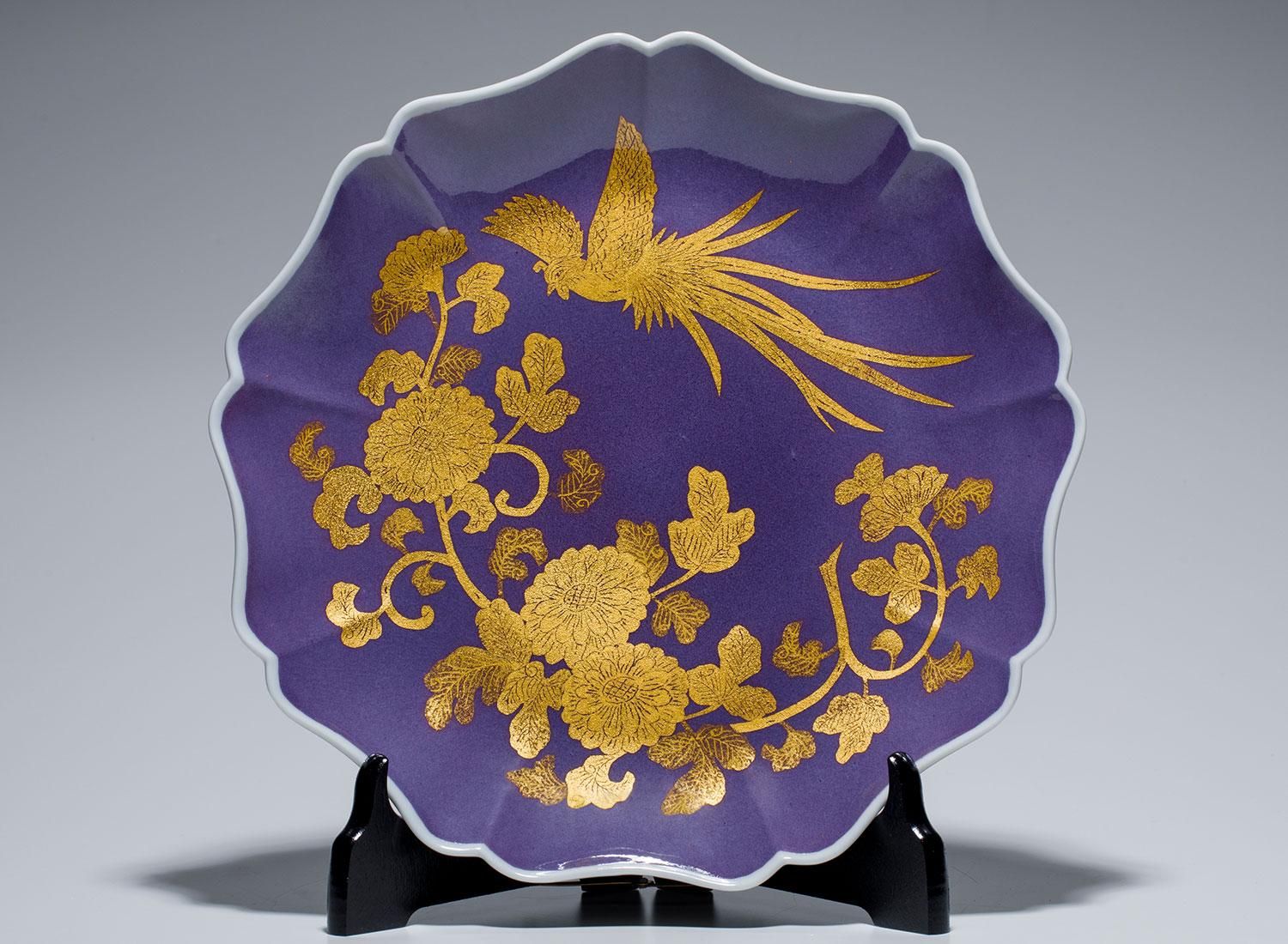 2 ホビー・楽器・アート 京薩摩焼 沈香壺 骨董 金彩 網目蝶図