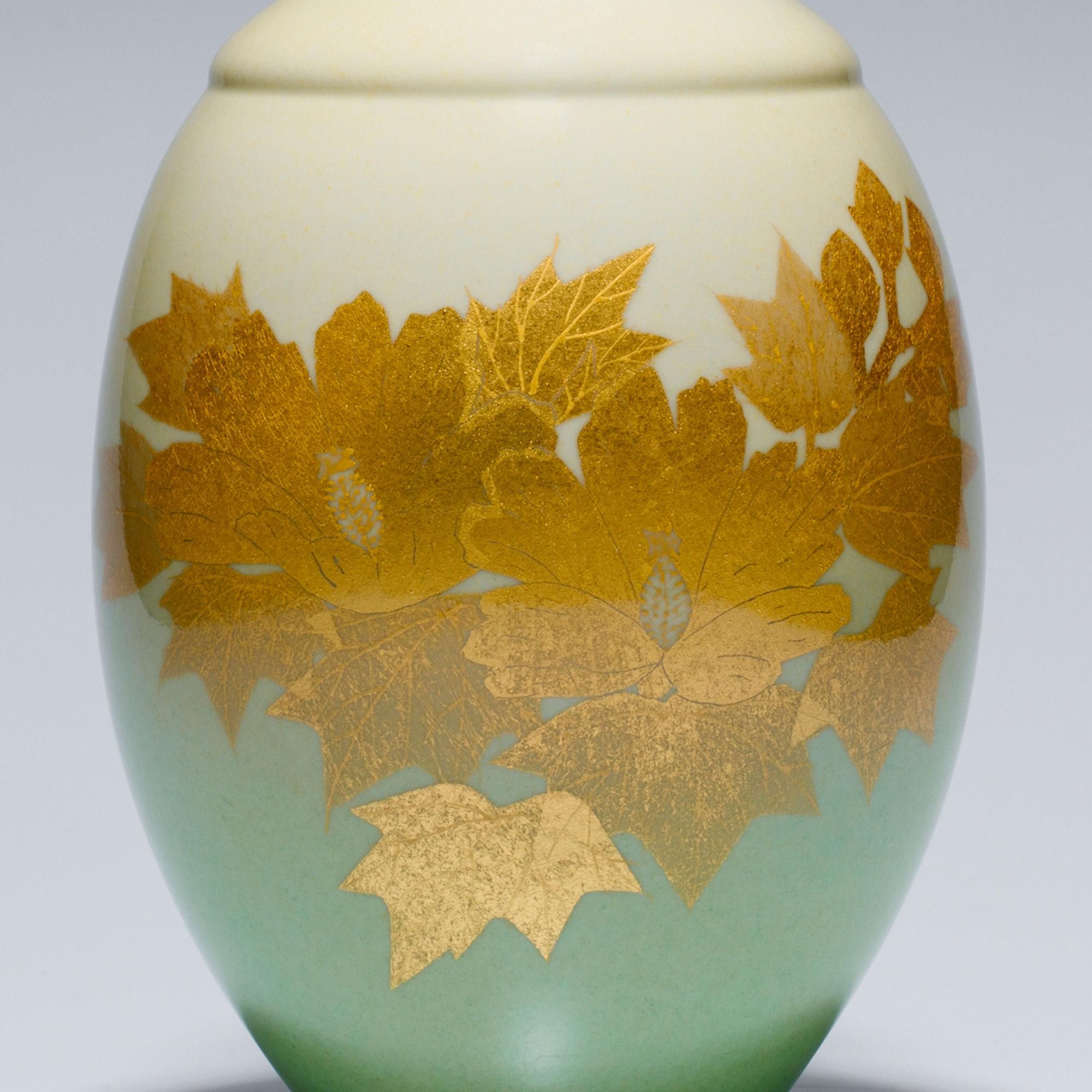 人間国宝 吉田美統作 8号花瓶 釉裏金彩芙蓉 - 九谷満月公式オンライン