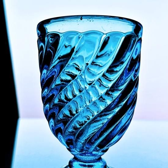 美群青色オールドバカラBACCARAT☆エンパイアEmpire☆クリスタルボウル