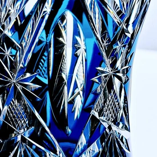 希少品】サンルイ ヴェルサイユ 花瓶 フラワーベース 青被せ ガラス