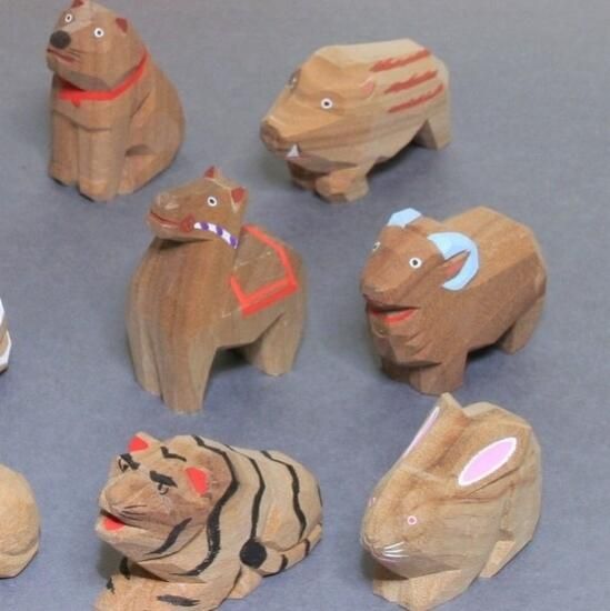 十二支一揃（小）- 奈良一刀彫工房 大林杜寿園 ※NHKテレビ／雑誌／書籍