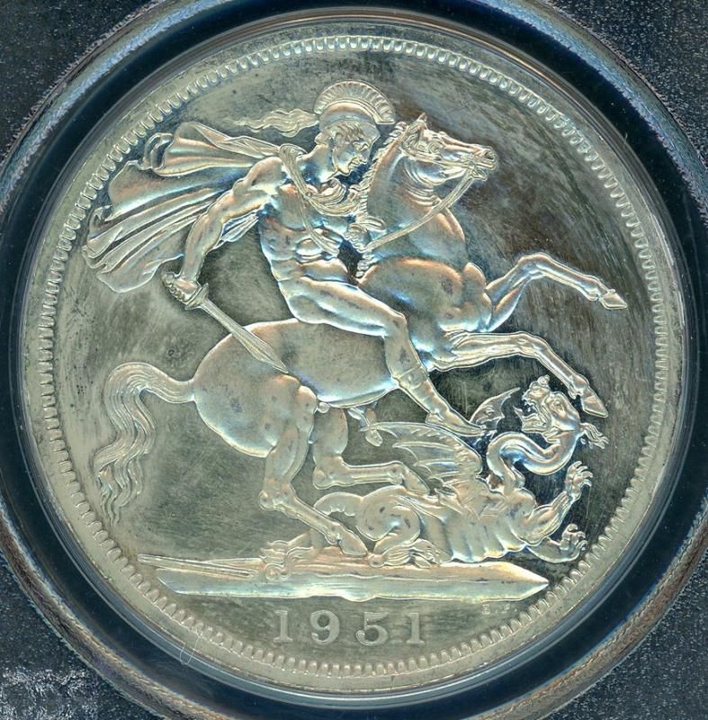 1951年 イギリス クラウンコイン 5シリング硬貨NGC PL64