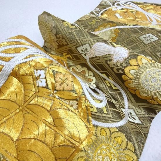 袋帯 金駒刺繍 小筥 卍紗綾型 袋帯 礼装 フォーマル 式事 御仕立上り
