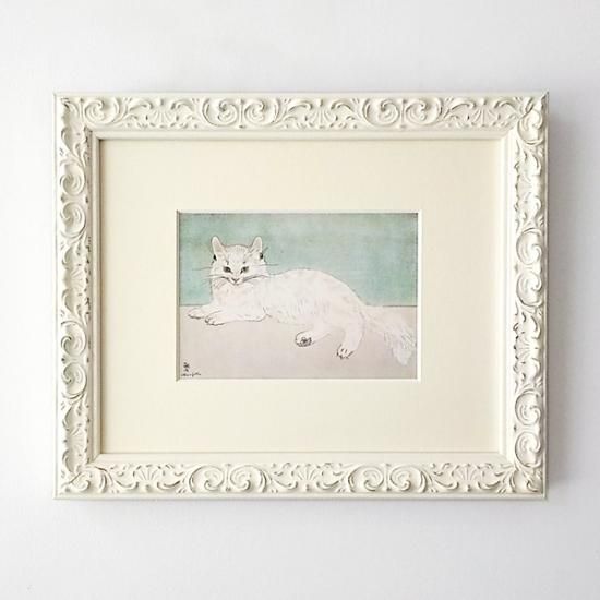 F6号】藤田嗣治【Chats】肉筆保証/表裏サイン有り/鉛筆/水彩/額縁/額装