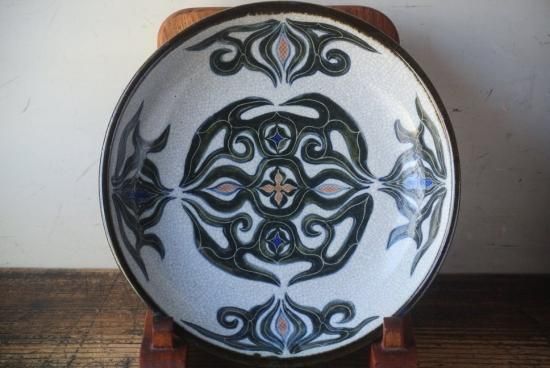 小樽窯 白勢栄悦 花瓶 小樽窯 白勢栄悦 アイヌ紋花瓶 - アンティーク