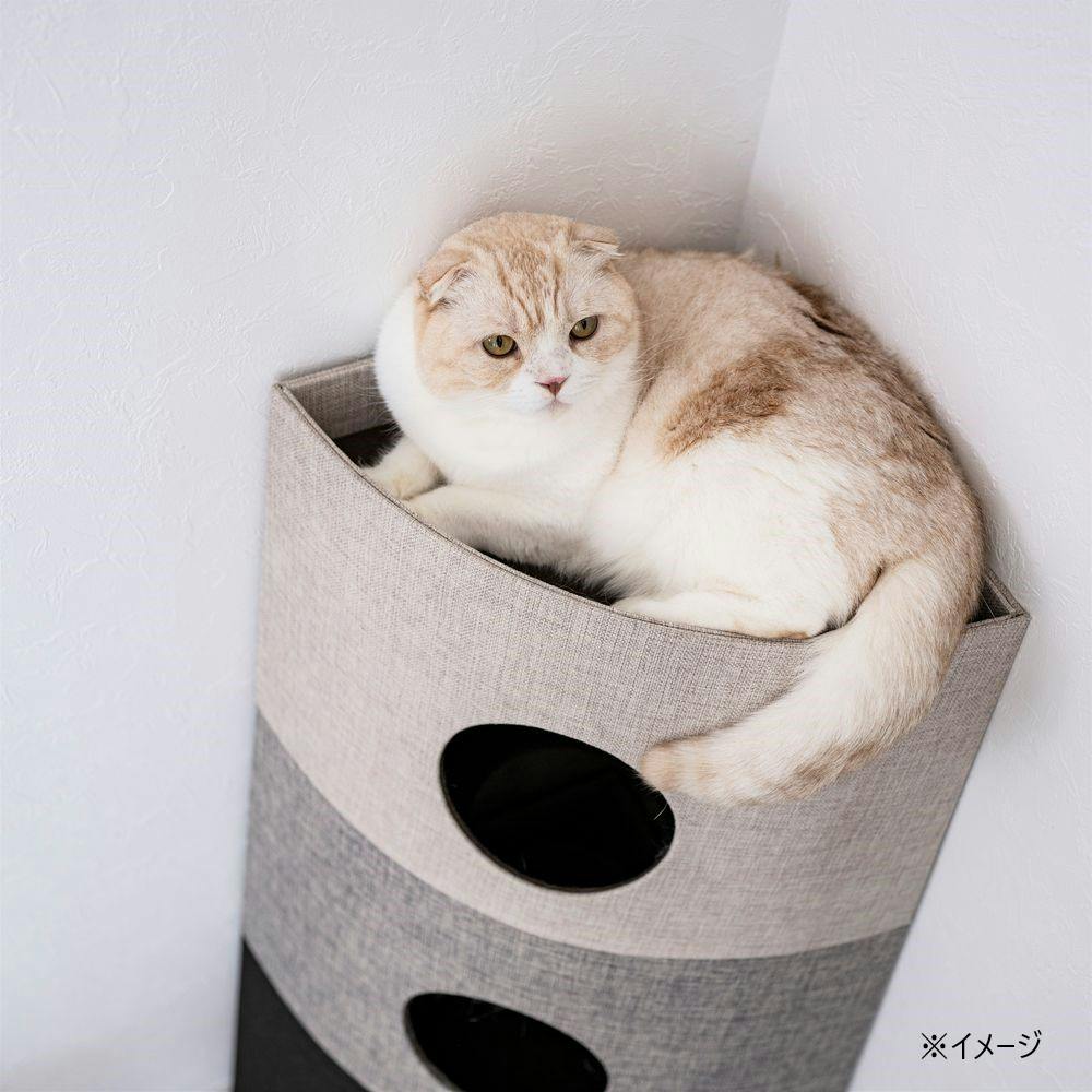 キャットインテリアタワー NECOTAコーナー グレー | ペット用品（猫