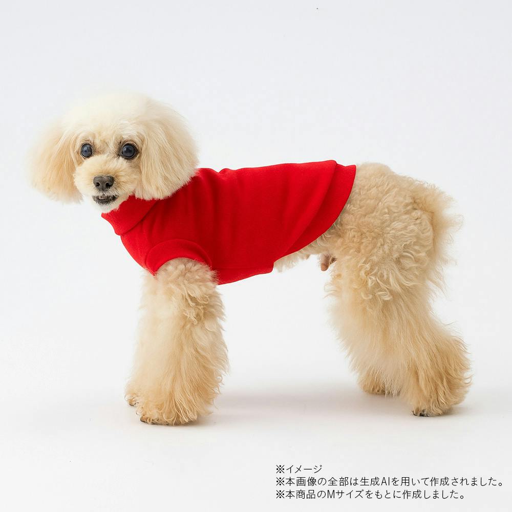 送料無料】ハイネックカットソー レッド Mサイズ ペット服(犬の服