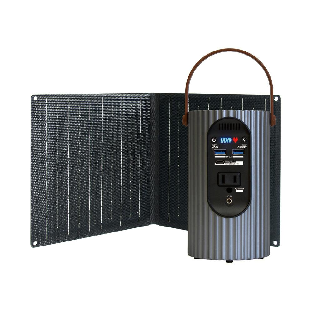 富士倉 ポータブルバッテリー ソーラーパネル付き 150W BA-150SS(販売