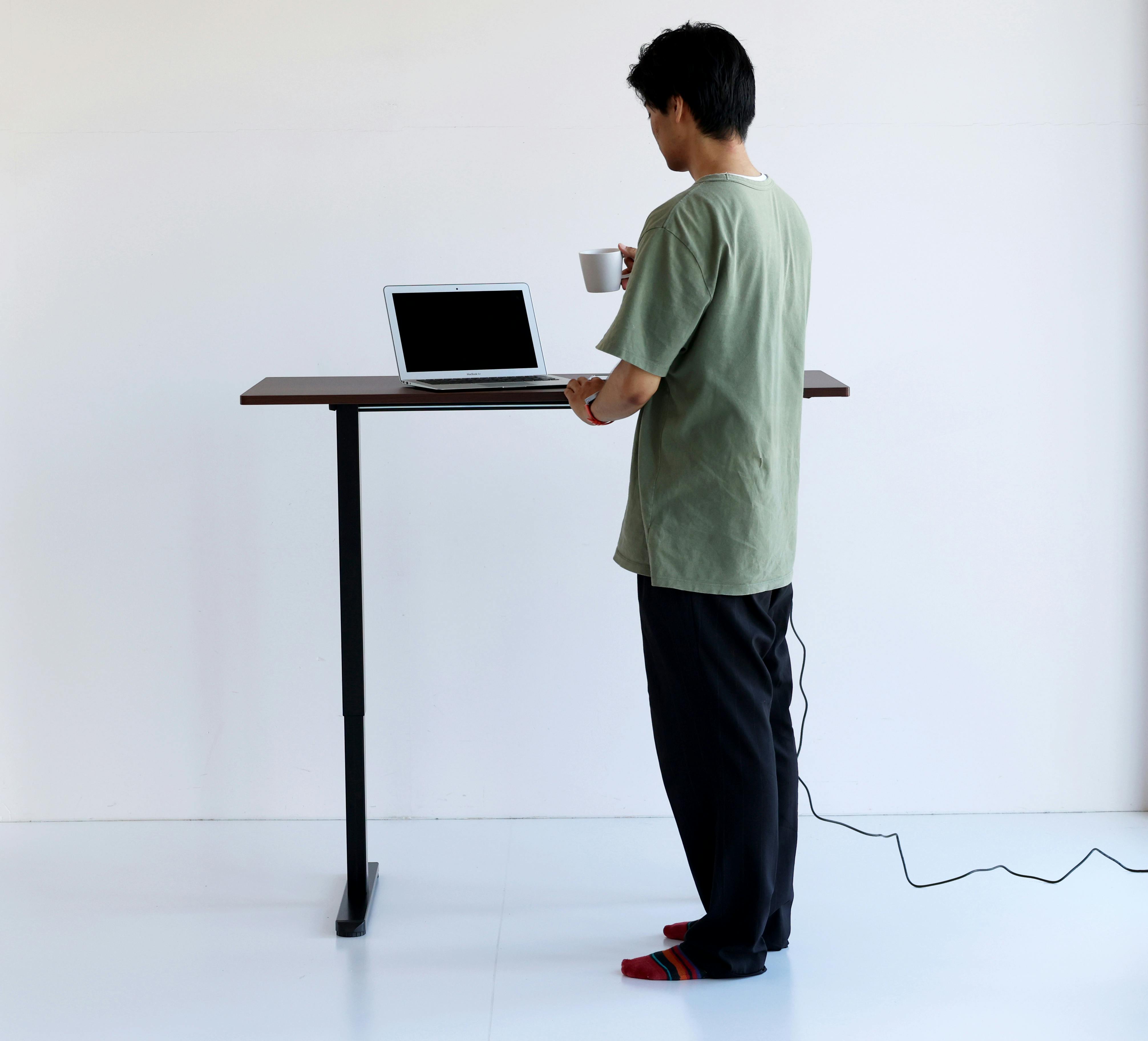 電動昇降デスク 在宅 オフィスデスク ブラウンブラック | テーブル・机