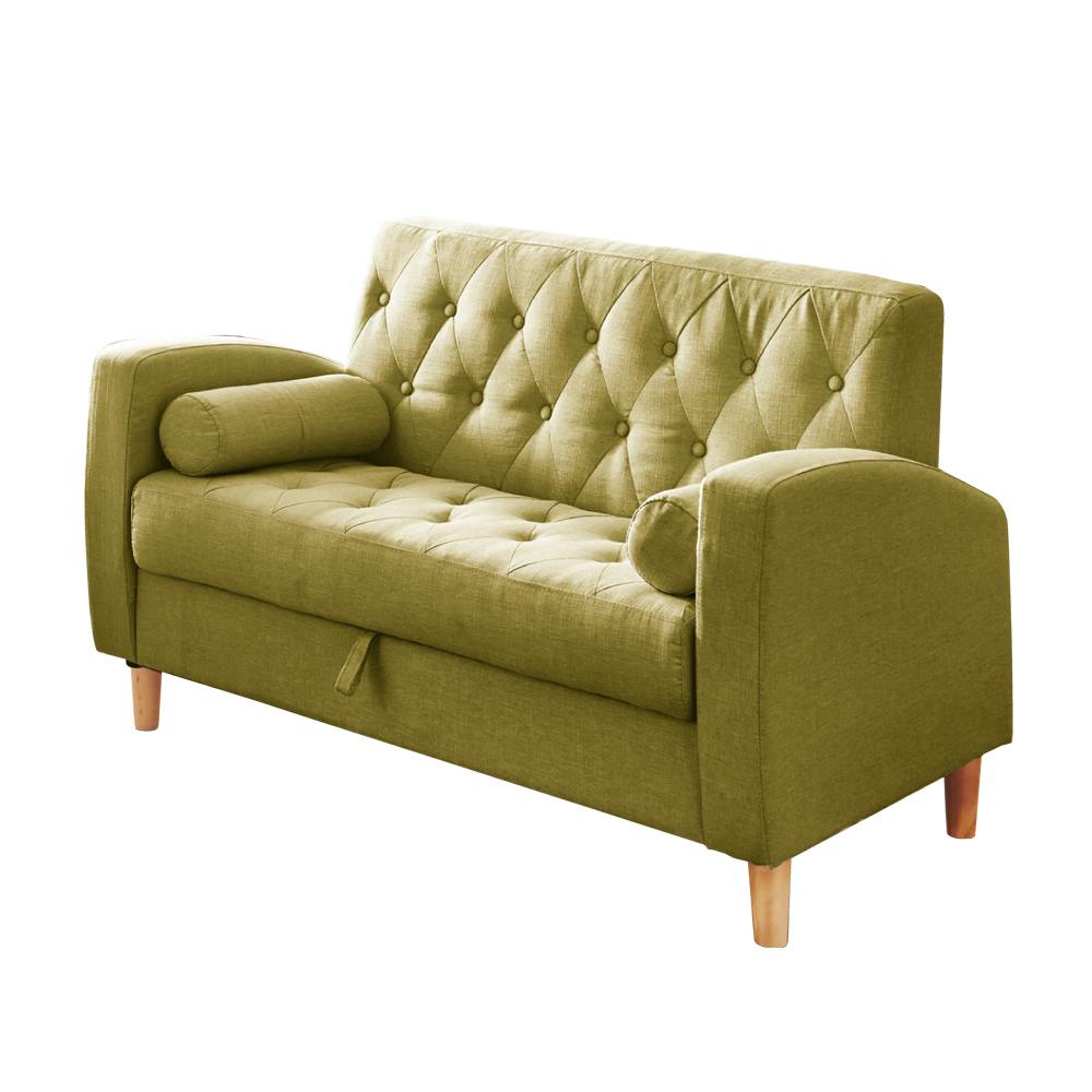 後藤家具物産 収納庫付き2人掛けソファー クララ/グリーン色 Size：123