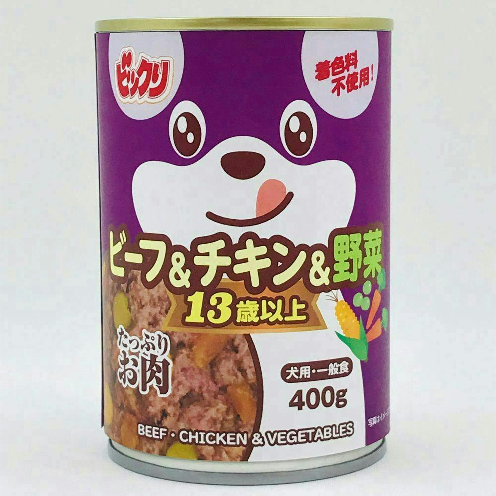 ケース販売】ビックリ犬缶ビーフ&チキン&野菜13歳400g(1ケース24個入り