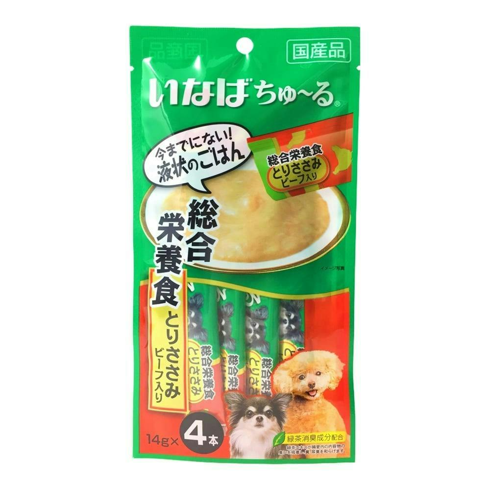 ケース販売】いなば犬用ちゅ～る総合栄養食とりささみビーフ4本(1