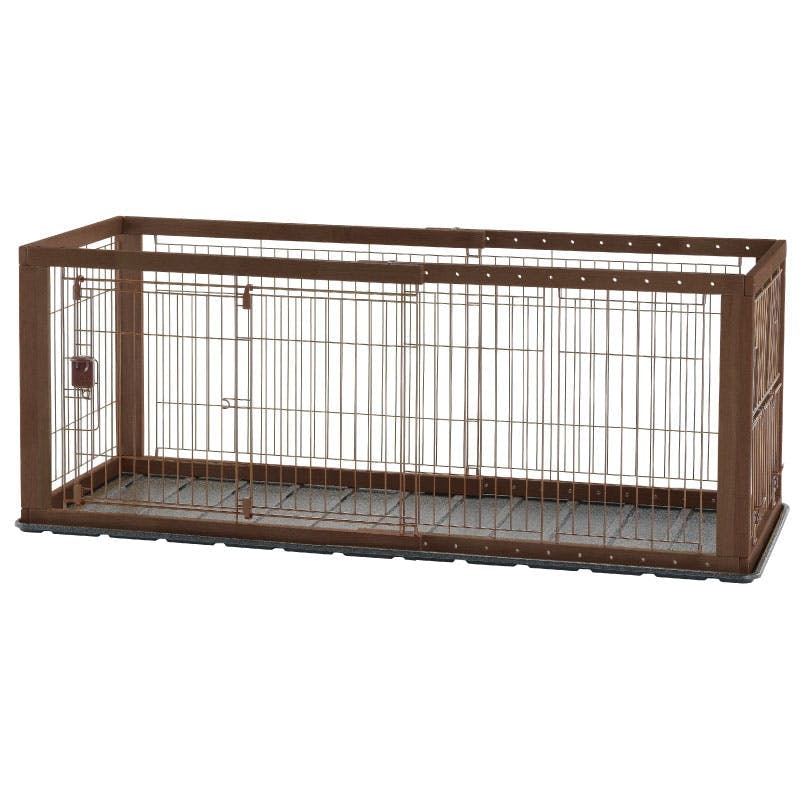 リッチェル 木製スライドペットサークル レギュラー ダークブラウン 超