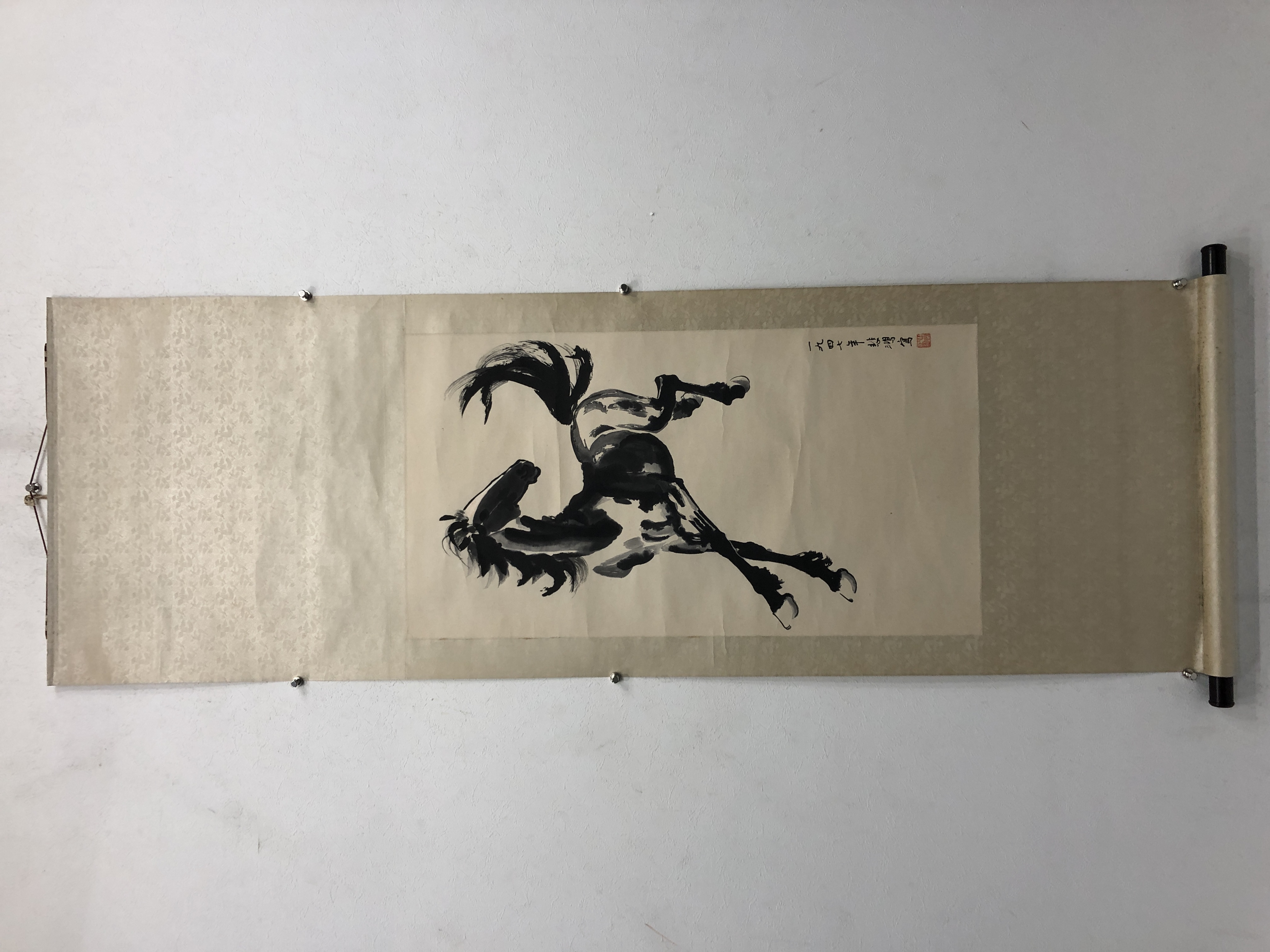 中国 徐悲鴻 水墨画 馬 掛軸 希少品 水墨画 馬 掛け軸徐悲鴻