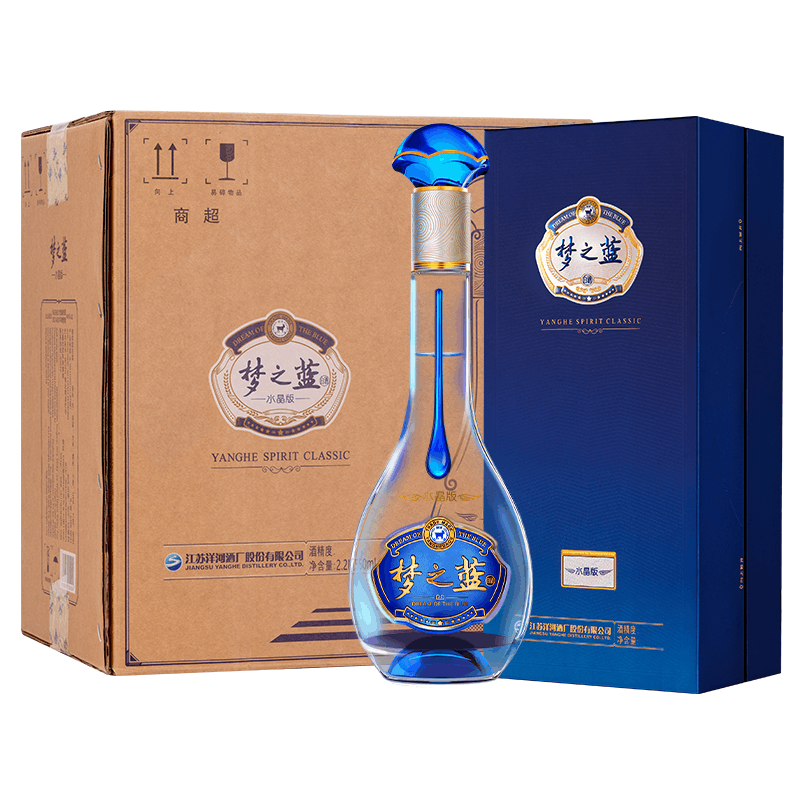新品 中国白酒【江蘇洋河酒家 夢之藍 水晶版】 550ml 52% グラスつき