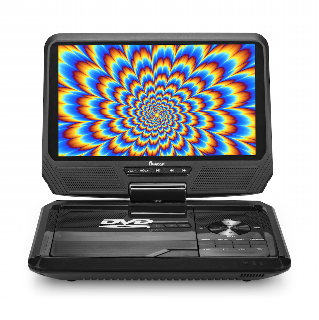 DVP-917 9in 270° Swivel Screen Portable DVD Player, Black