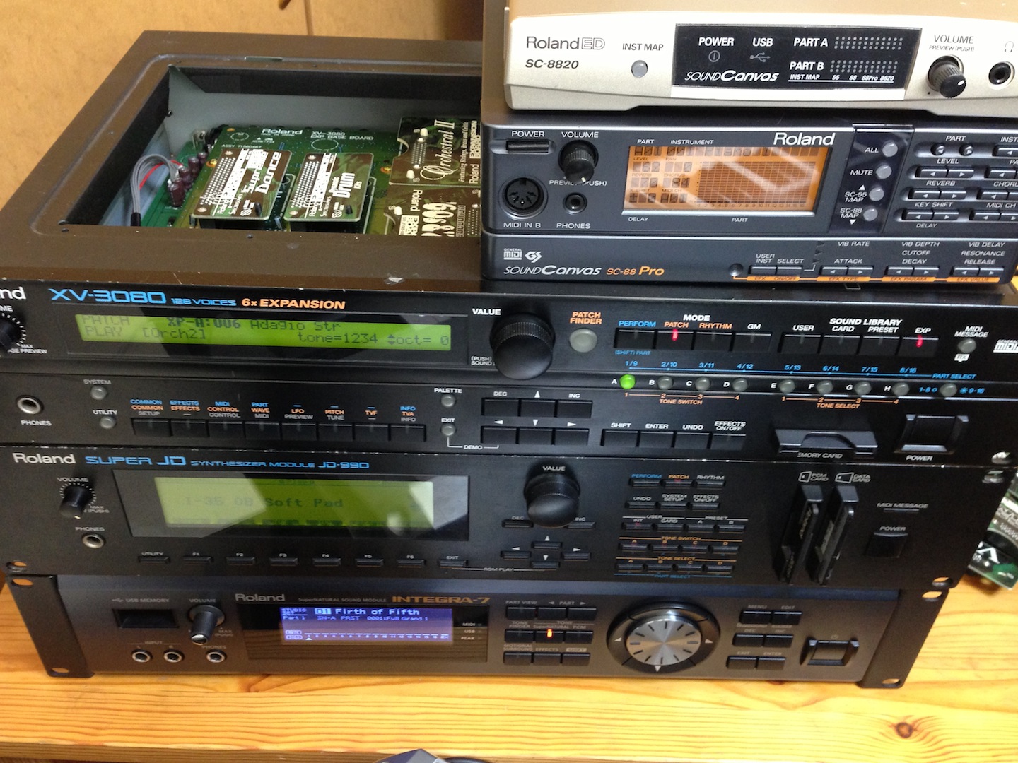 ローランドの歴代音源モジュール、SC-88Pro、XV-3080、JD-990、INTEGRA