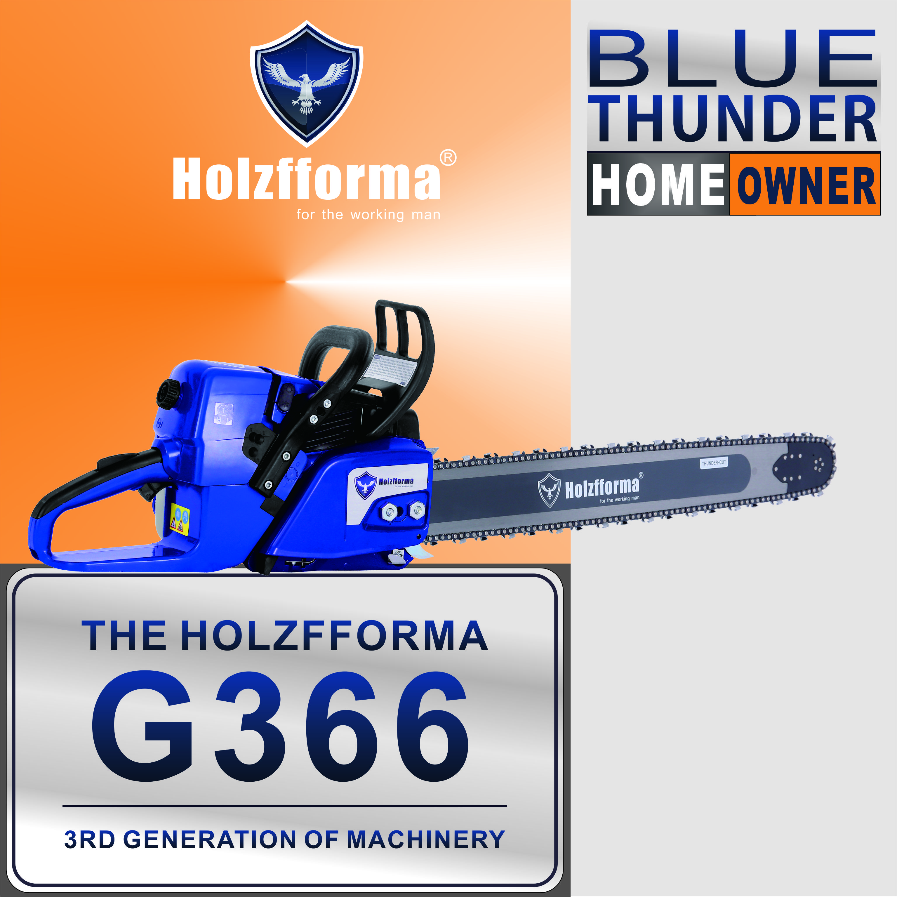 59cc Holzfforma® Blue Thunder G366 Gasoline Chain Saw Power Head