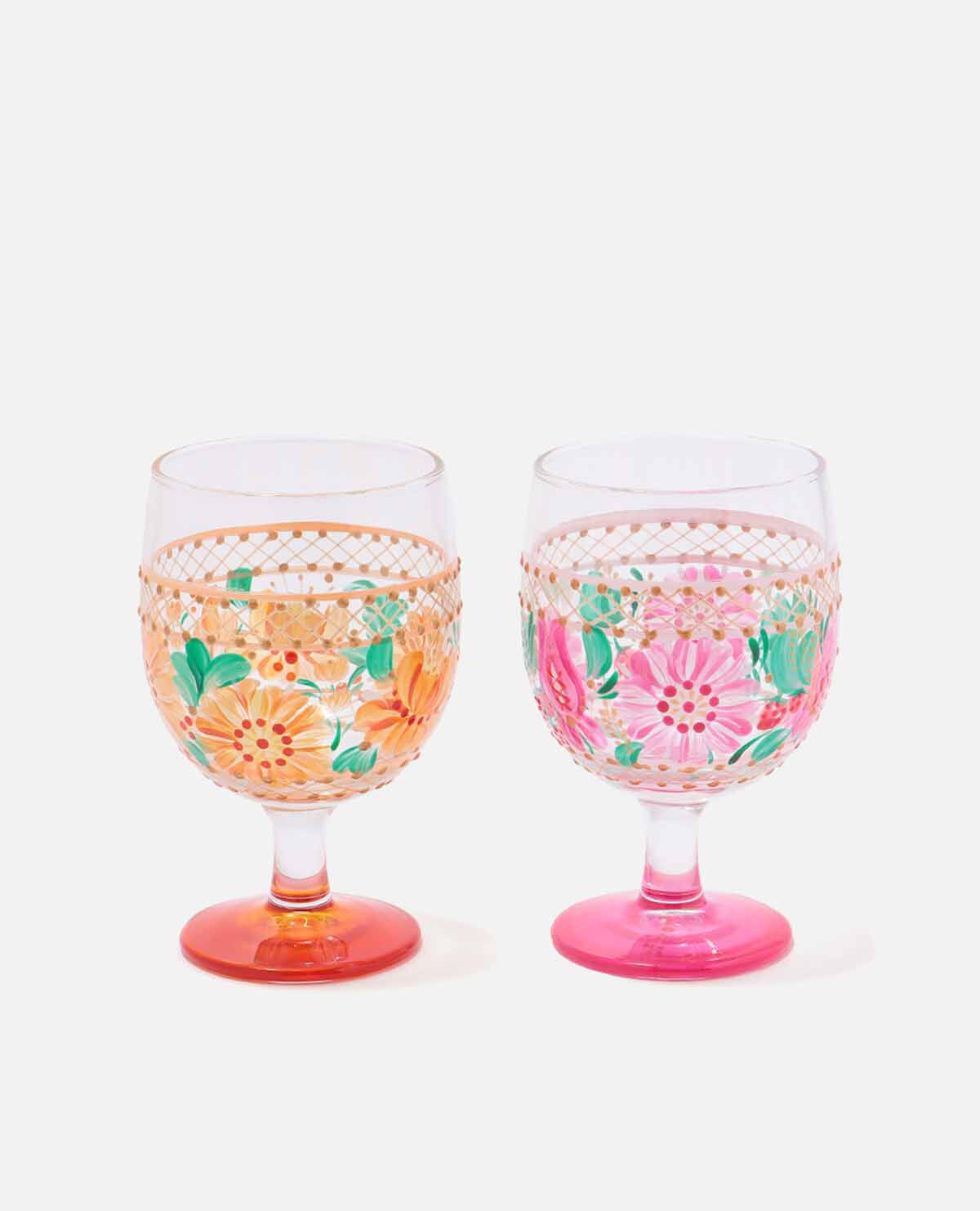 セット 東欧風 スタッキング ミニ ワイングラス グラス ペア ピンク