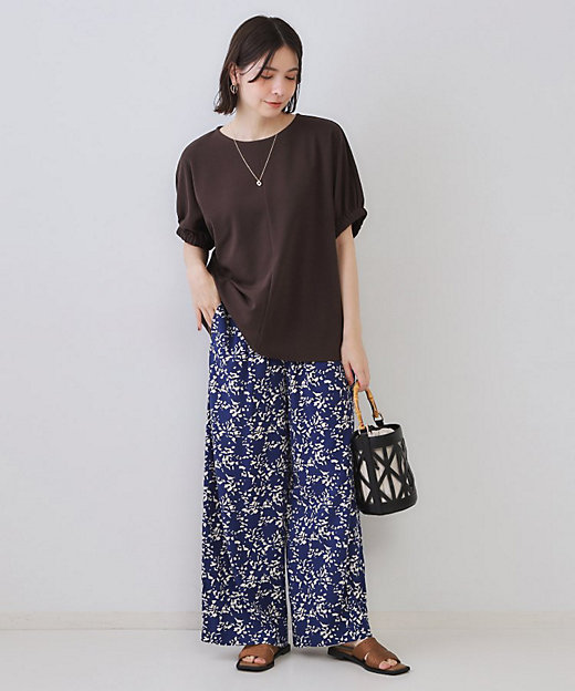 幾何柄プリントイージーワイドパンツ／セットアップ対応【洗える