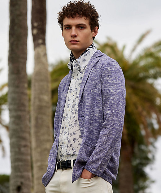 清涼感／軽い／洗える】 スラブギマニットジャケット