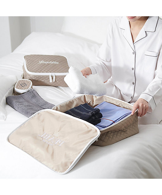 ダイヤモンドキルトポーチ 3点セット サンド | HOTEL LIKE INTERIOR