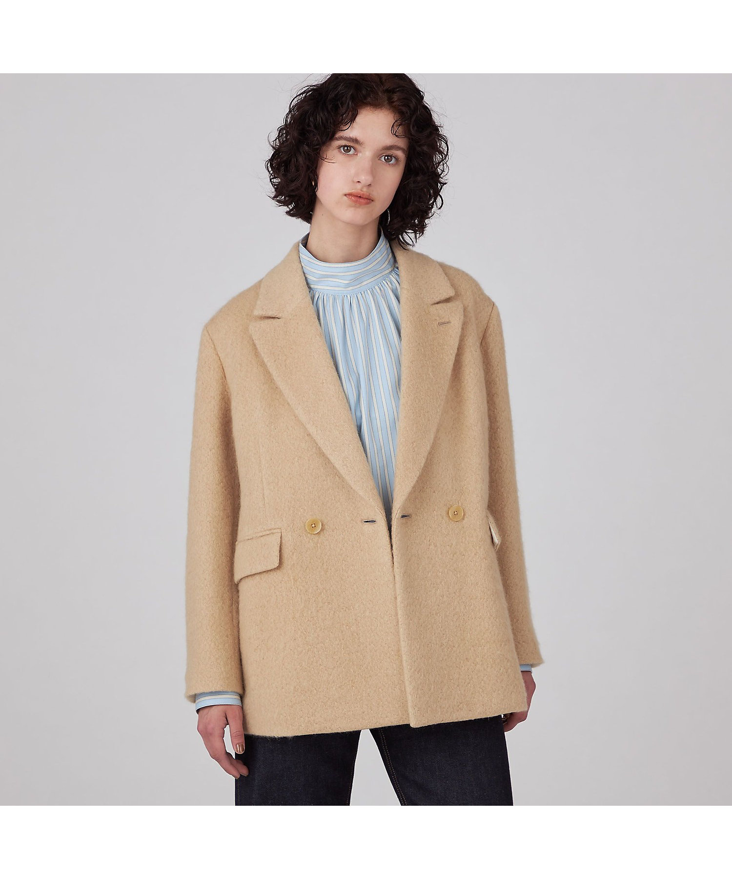 ミースロエ シャギーダブルブレストジャケット キャメル サイズ0