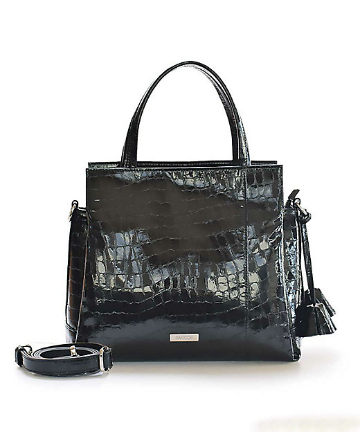 シャイニングレザークロコダイル型押し2wayハンドバッグ