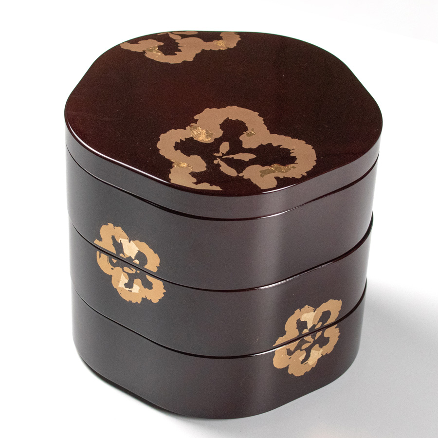 金銀蒔絵 野弁当箱 椿 梅紋 漆器 重箱セット 金箔花模様 輪島塗重箱