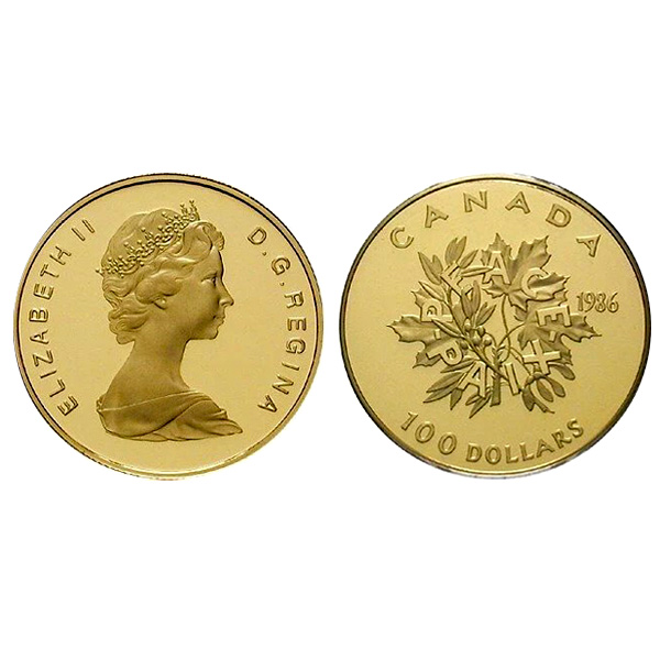 カナダ100ドル金貨(1986-2003年)の重さと直径と品位等｜色石BANK