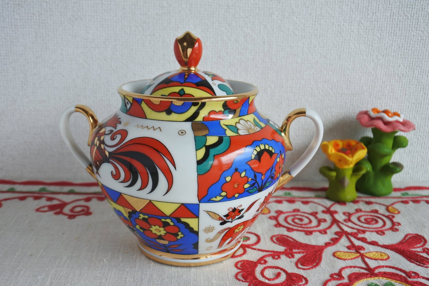 セール❗️ロシア ヴィンテージ グジェリ焼き ポットとシュガーポット